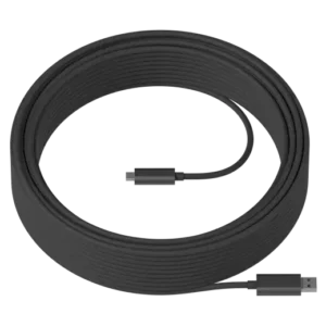 Cabo Logitech Strong USB Cable (939-00179) Comprimento 10 metros, Transferência SuperSpeed USB até 10 Gbps, Óptico ativo USB 3.2 Gen 2, Cinza escuro, Garantia 2 anos